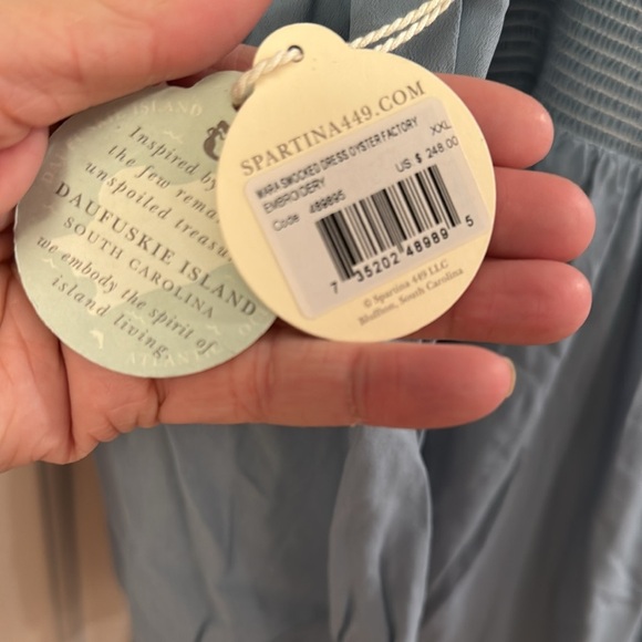 NEW SPARTINA 449 mara smocked dress in oyster factory embroidery size XXL - Picture 5 of 13